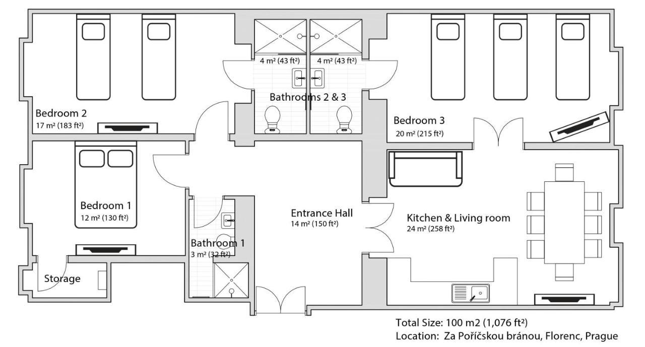 Florenc With 3-bathrooms & Bedrooms Apartmán *